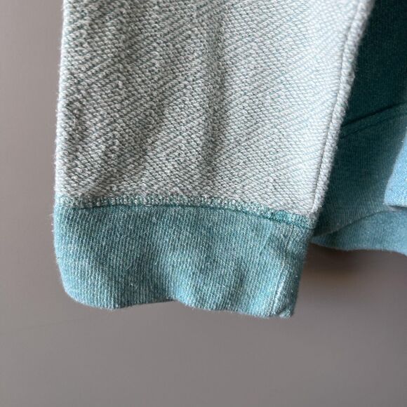L.L.Bean Sweatshirt Womens Large Blue Green Raglan Textured Sleeves Pullover - Picture 5 of 9